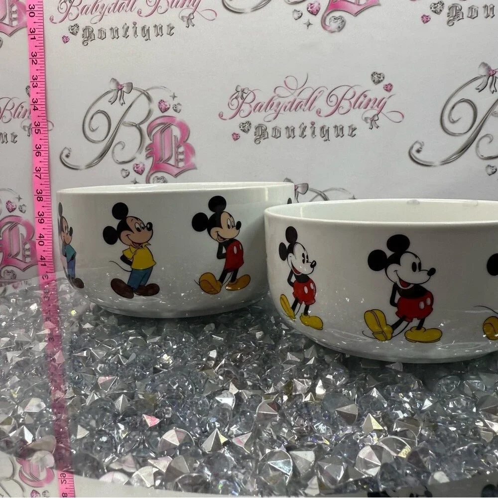 Disney Mickey Mouse White set of 2 Bowls with Red, Yellow and Black Accents